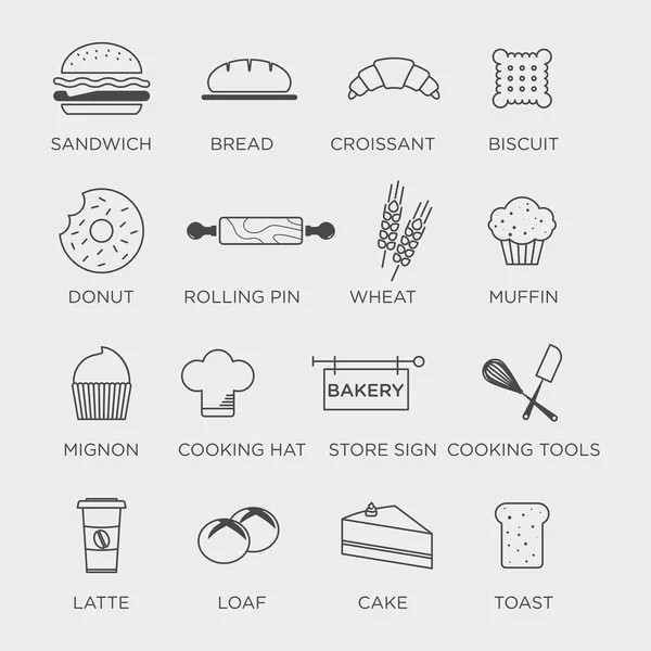 Set of icons of dairy and bakery — Stock Vector