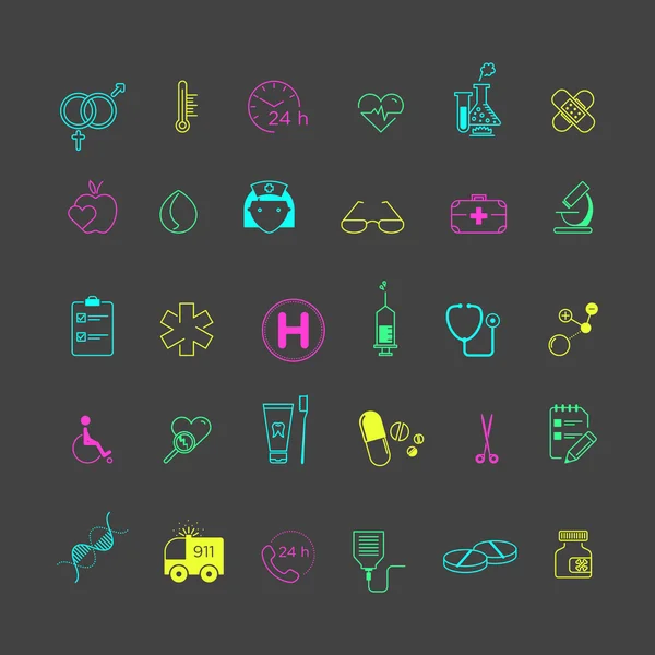 Medical and health icon set — Stock Vector