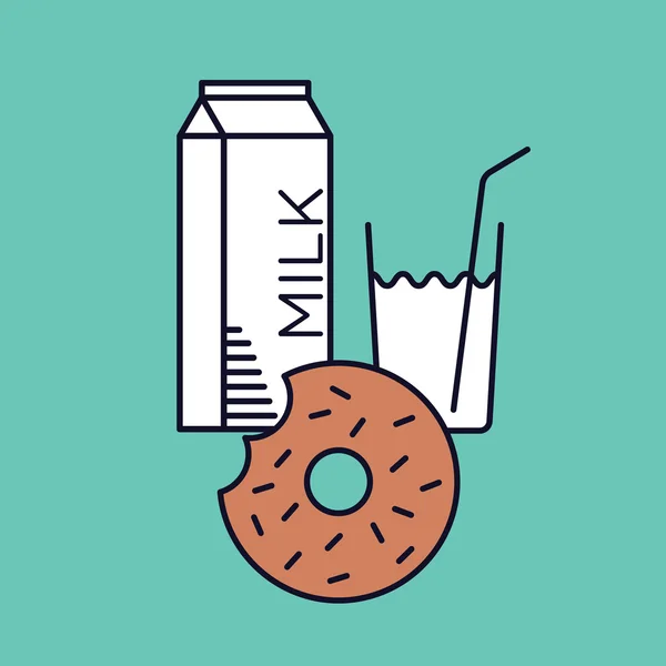 Icon of a donut with milk — Stock Vector