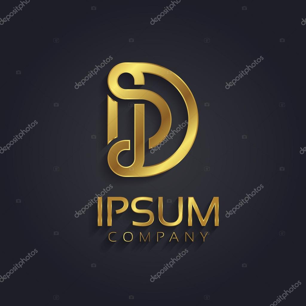 Beautiful vector graphic gold alphabet  letter D  symbol