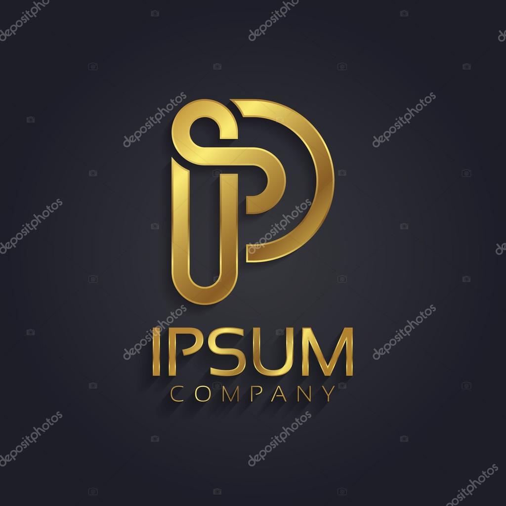 Beautiful vector graphic gold alphabet  letter P  symbol