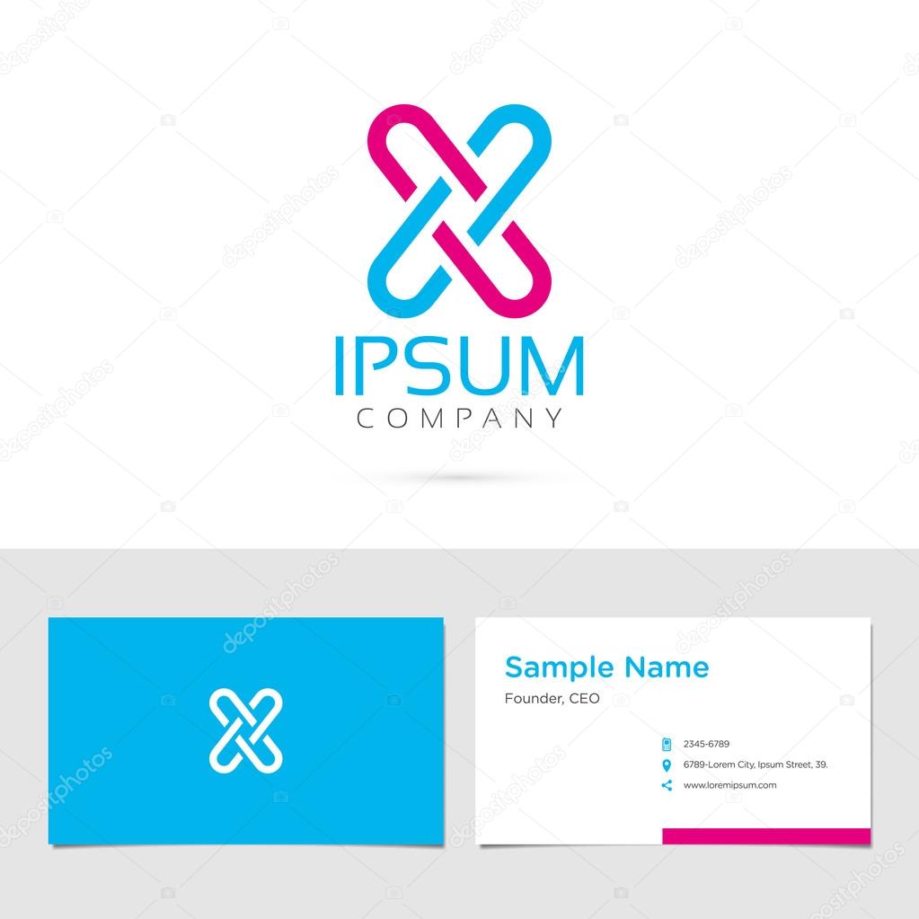 Vector graphic elegant alphabet symbol  identity  business card in two colors  Letter X