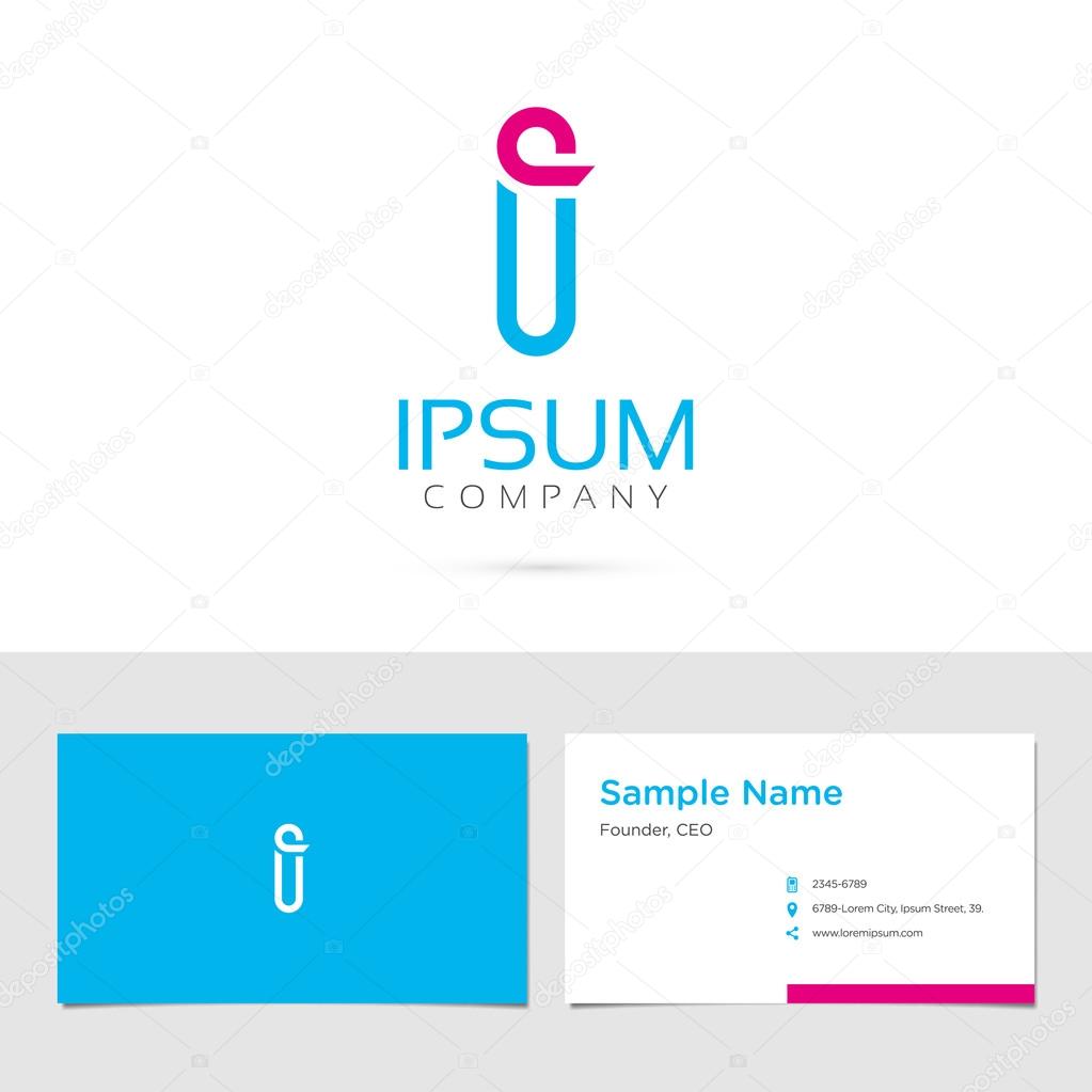 Vector graphic elegant alphabet symbol  identity  business card in two colors  Letter I