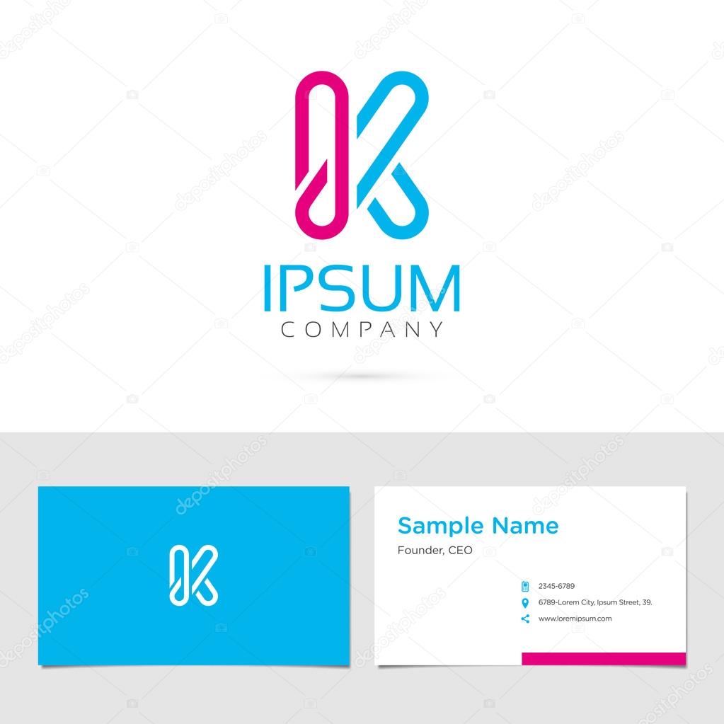 Vector graphic elegant alphabet symbol  identity  business card in two colors  Letter K