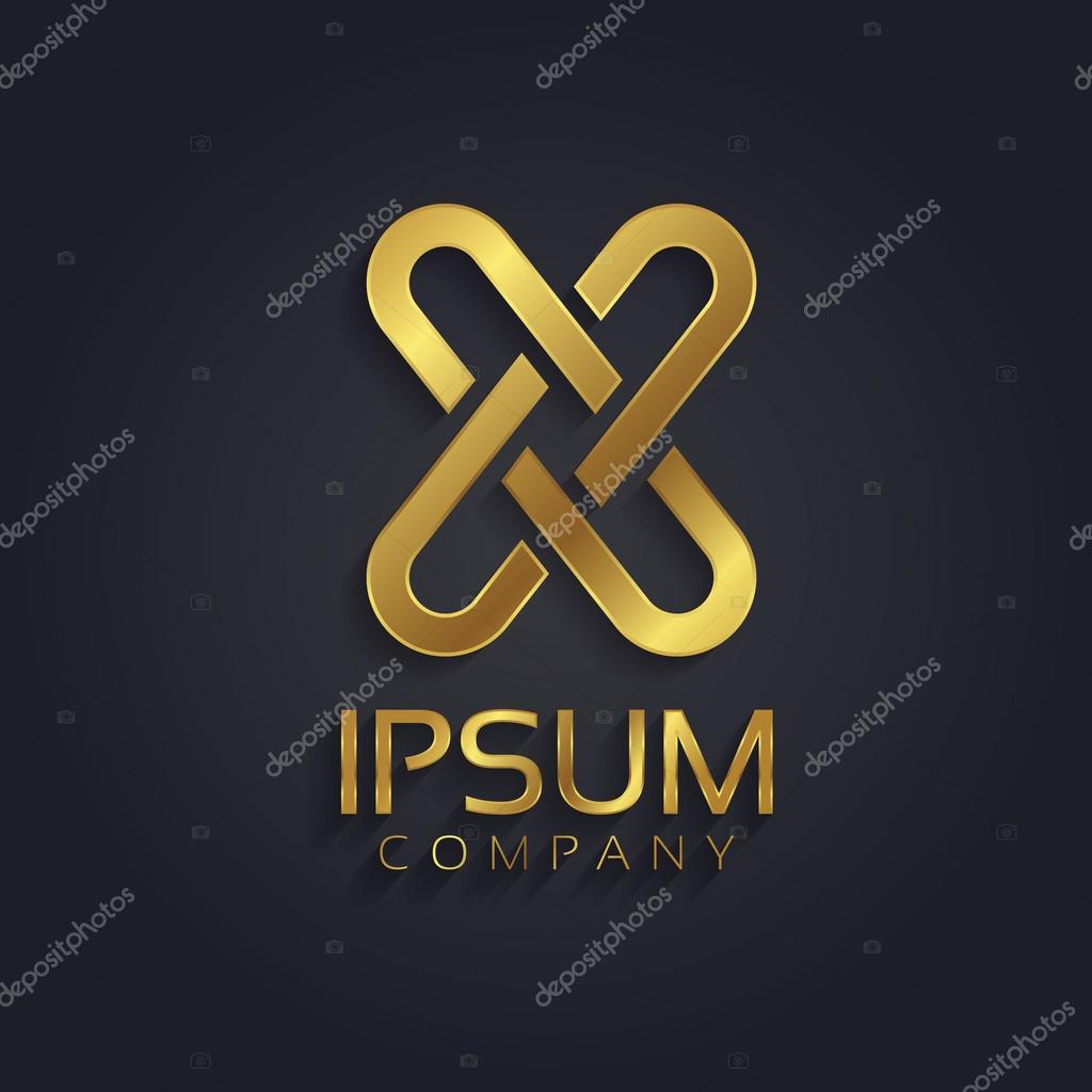 Beautiful vector graphic gold alphabet  letter X symbol