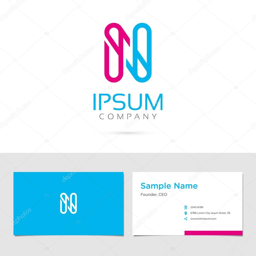 Vector graphic elegant alphabet symbol  identity  business card in two colors  Letter N