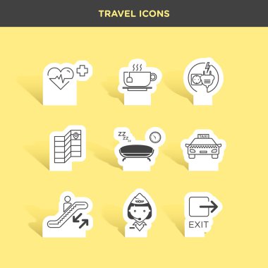 Havaalanı, seyahat Icons set