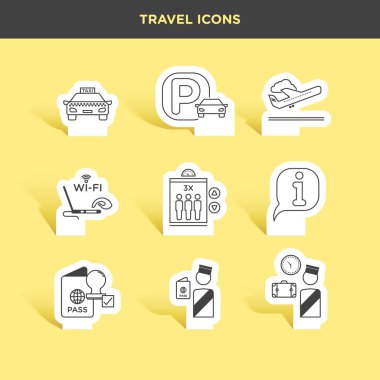Havaalanı, seyahat Icons set