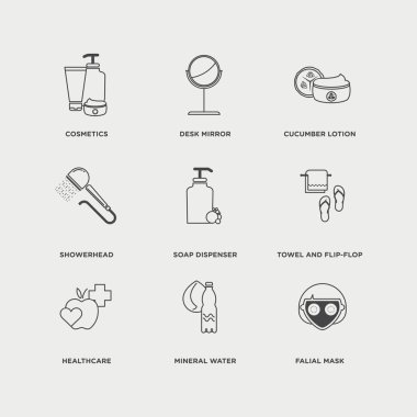 beauty, cosmetics, and healthcare products icons clipart