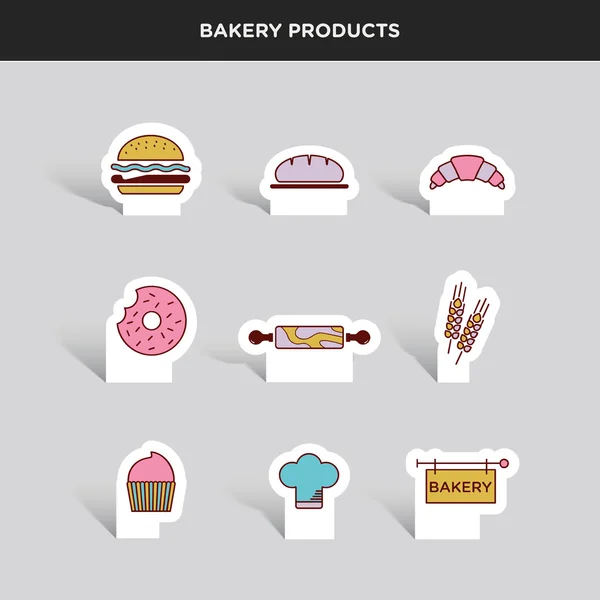 Bageri produkter ikoner set — Stock vektor