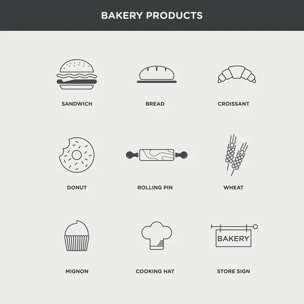 Bakery products icons set — Stock Vector
