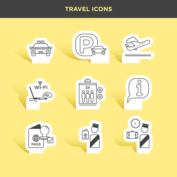 Aéroport, ensemble d'icônes de voyage — Image vectorielle