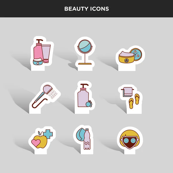 Skönhet, kosmetika och inom sjukvård ikoner — Stock vektor