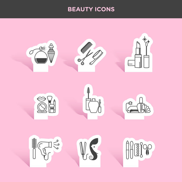 beauty, cosmetics, and healthcare products icons