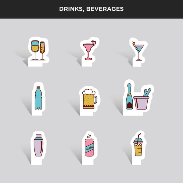 Drinks, beverages icons set — Stock Vector