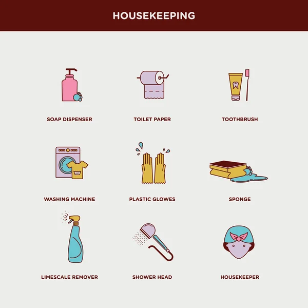 Huishouden, huis icons set — Stockvector