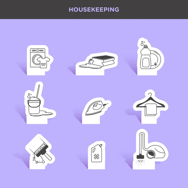 Servicio de limpieza, conjunto de iconos para el hogar — Archivo Imágenes Vectoriales