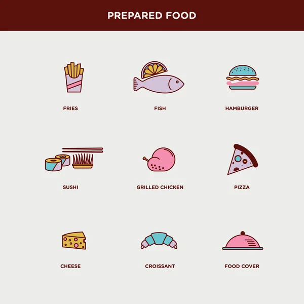 Prepared food icons — Stock Vector