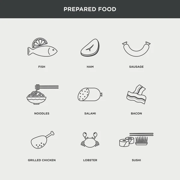 Iconos de alimentos preparados — Vector de stock