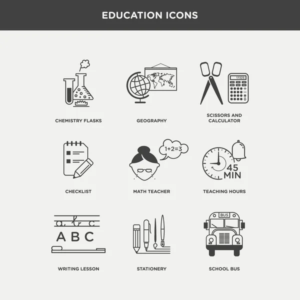 Ikony szkół i edukacji — Wektor stockowy