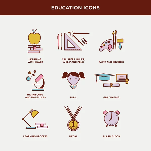 Iconos escolares y educativos — Vector de stock