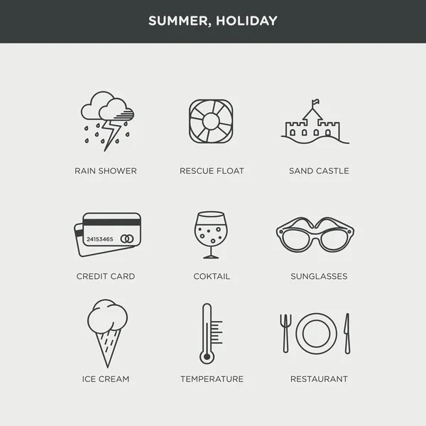 Iconos de verano y vacaciones — Archivo Imágenes Vectoriales