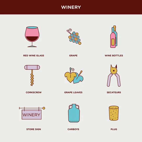 Виноробні, напій іконки — стоковий вектор
