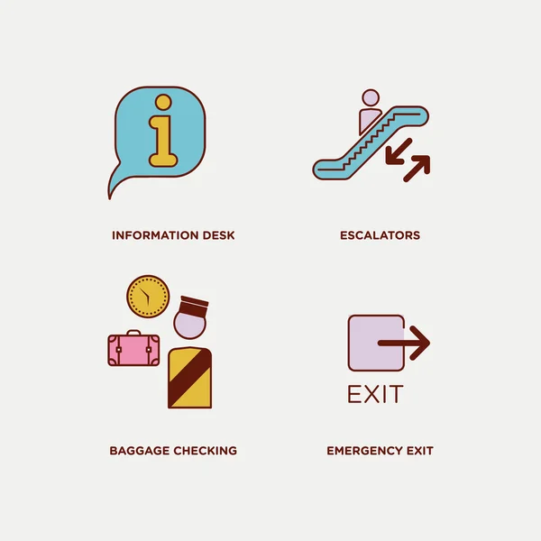 Airport, traveling icons — Stock Vector