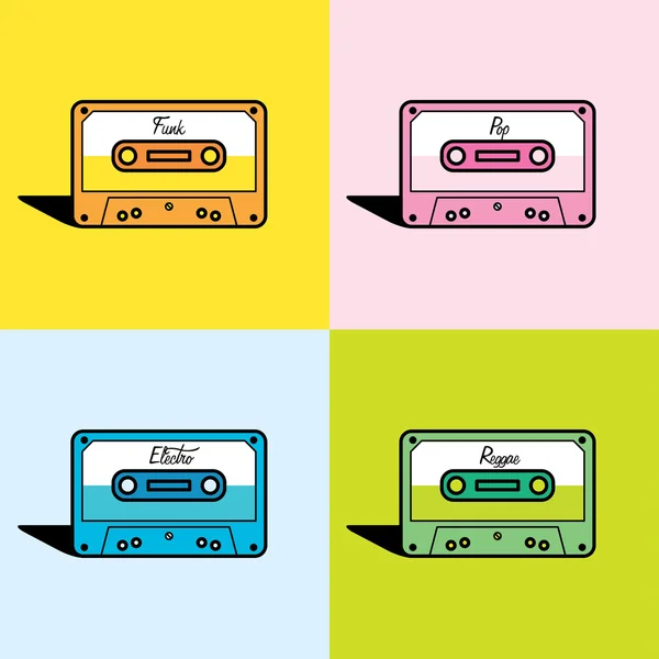 Ensemble d'icônes de cassette — Image vectorielle