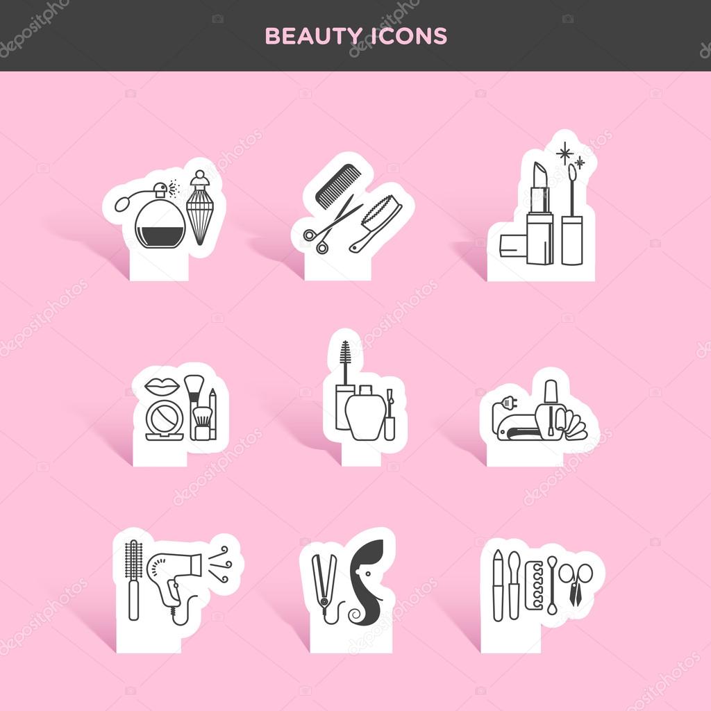 beauty, cosmetics, and healthcare products icons