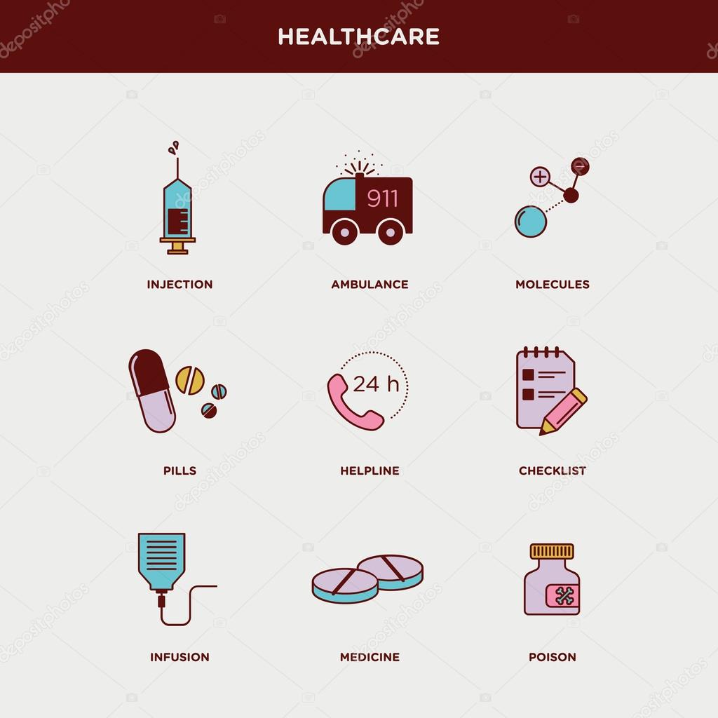 medical, health icons set