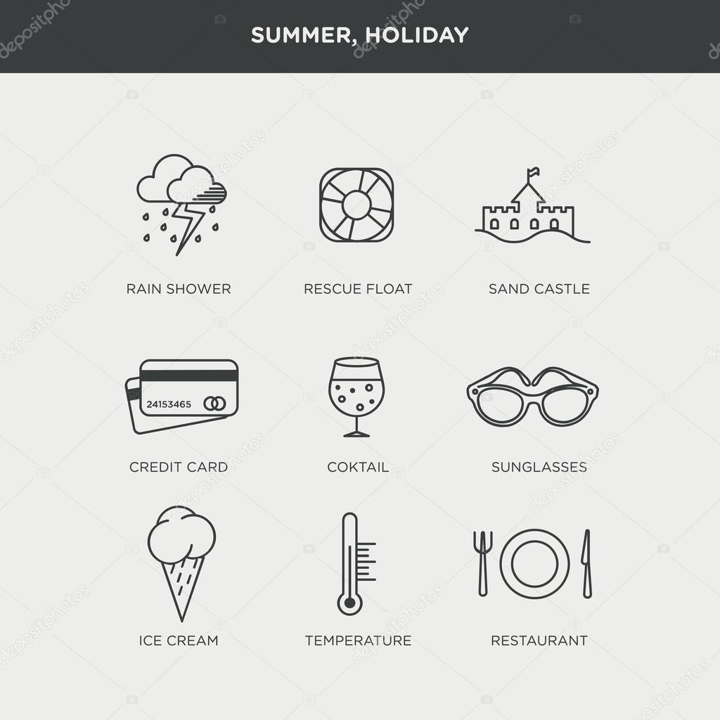 summer and holiday icons