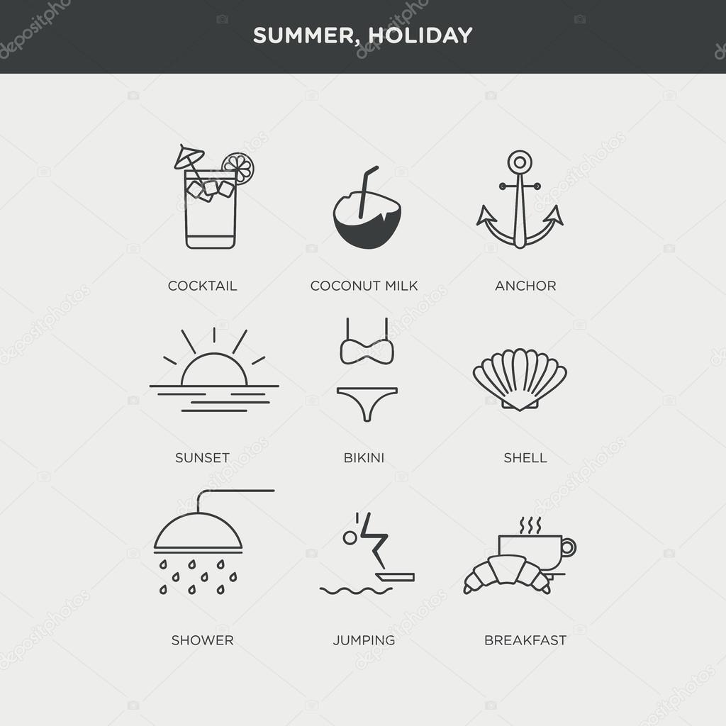 summer and holiday icons
