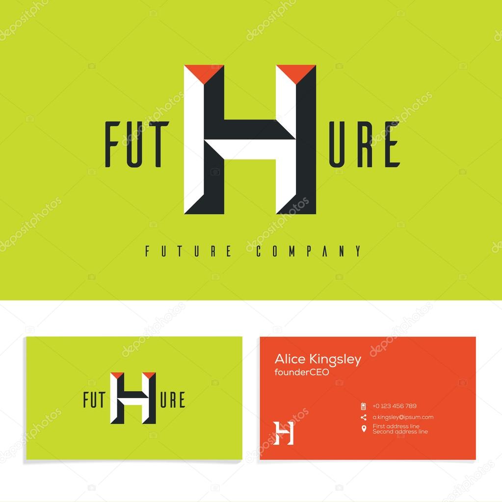 Vector graphic elegant  alphabet symbol. Identity, business card in two colors, Letter H.