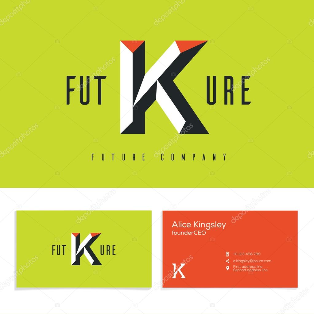Vector graphic elegant  alphabet symbol. Identity, business card in two colors, Letter K.