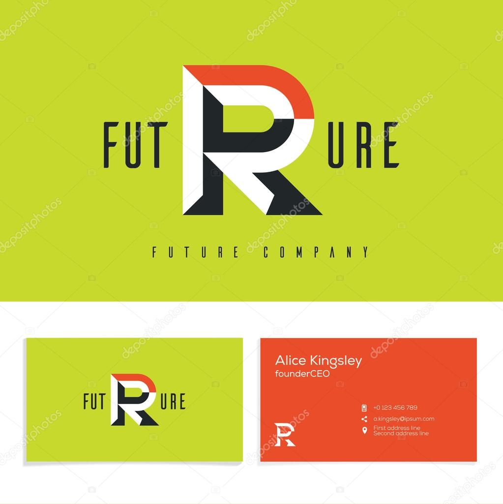Vector graphic elegant  alphabet symbol. Identity, business card in two colors, Letter R.