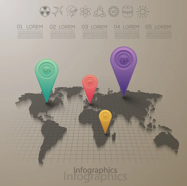 Negócios, informações-gráficos de viagem com mapa — Vetor de Stock