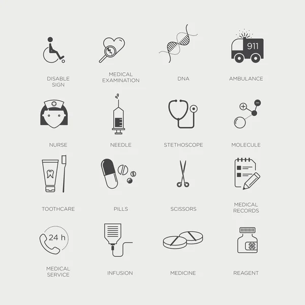Médico, conjunto de iconos de salud — Archivo Imágenes Vectoriales