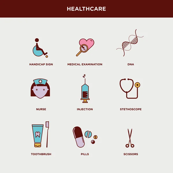 Medycyna, zdrowie zestaw ikon — Wektor stockowy