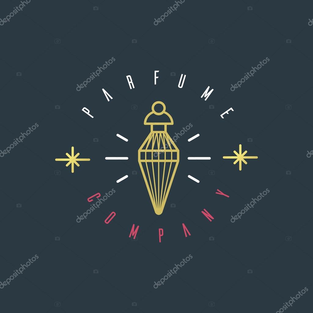 Vector graphic illustration of a perfume bottle symbol with sample text