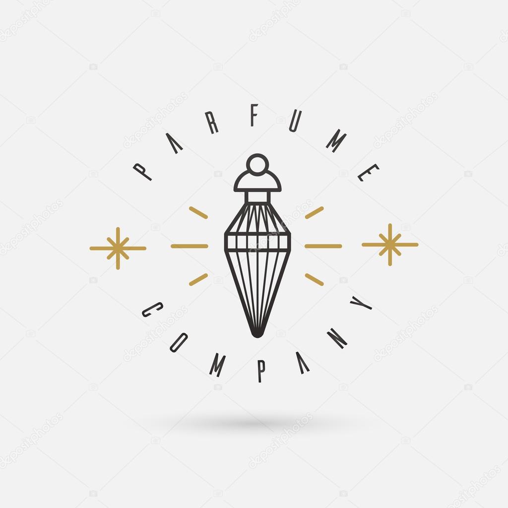 Vector graphic illustration of a perfume bottle symbol with sample text