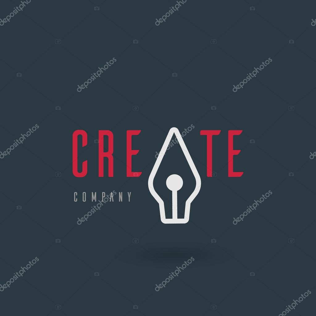 Vector graphic illustration of a fountain pen symbol with sample text for your company