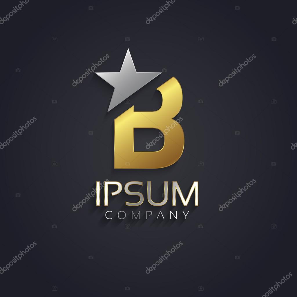 Elegant alphabet symbol with star element Letter  B. vector illustration