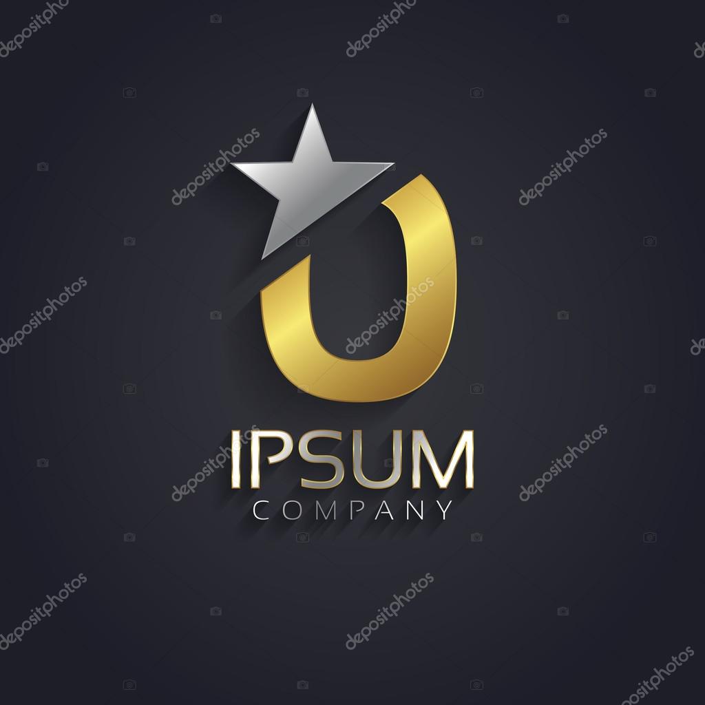 Elegant alphabet symbol with star element Letter O. vector illustration
