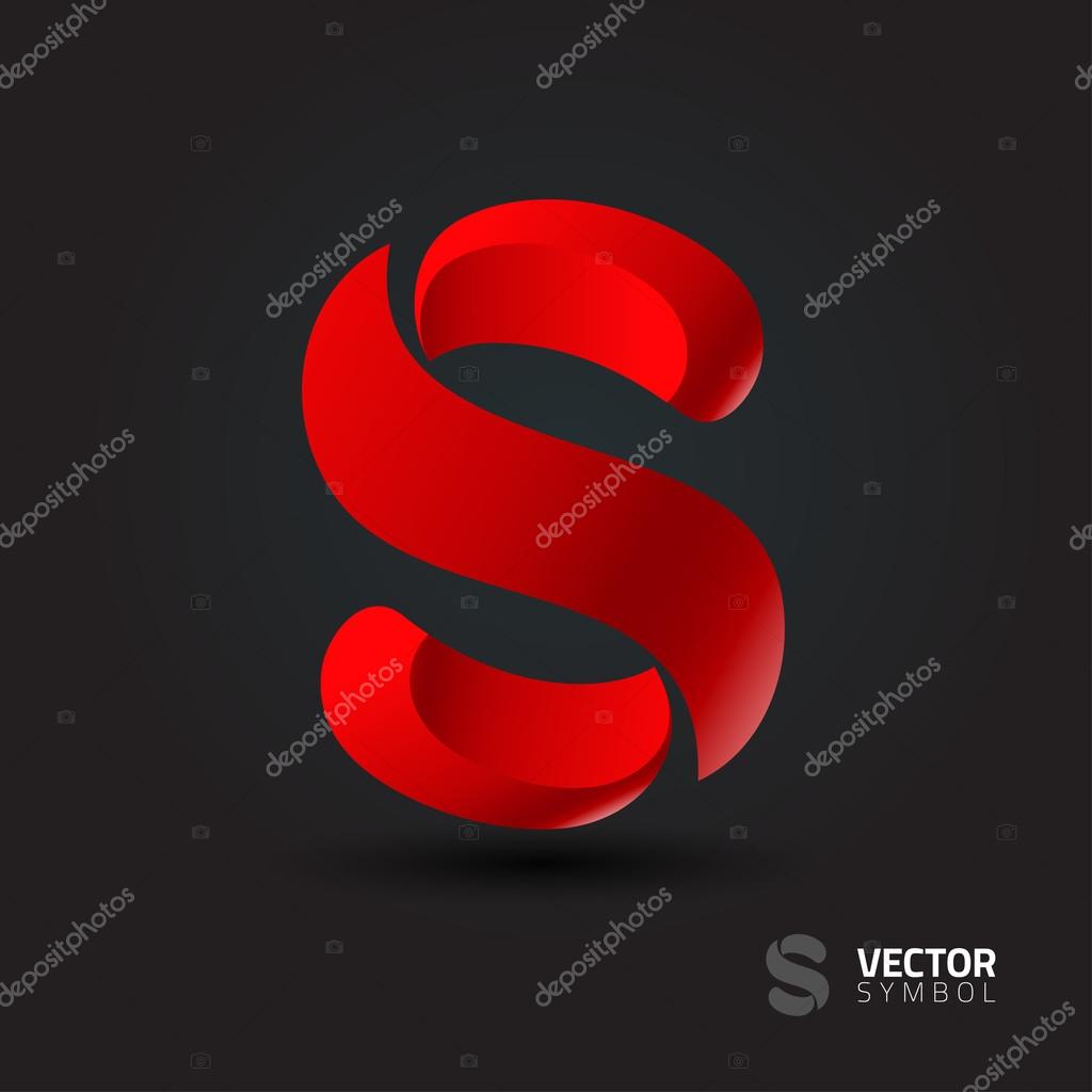 Vector graphic elegant curly alphabet symbol.  Letter S