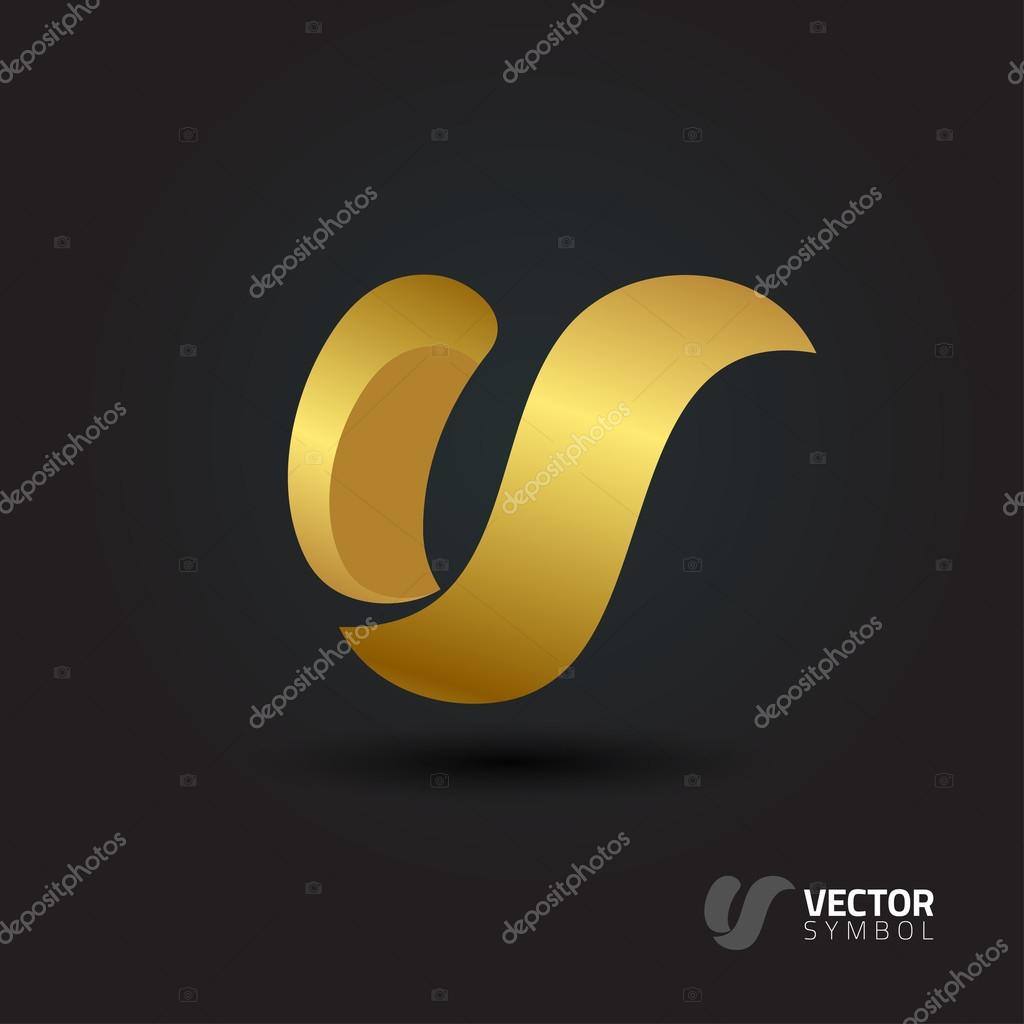 Vector graphic elegant curly alphabet symbol.  Letter V
