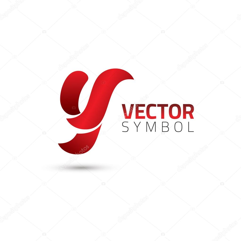 Vector graphic elegant curly alphabet symbol.   Letter Y