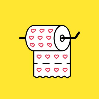 toilet paper printed with heart pattern clipart