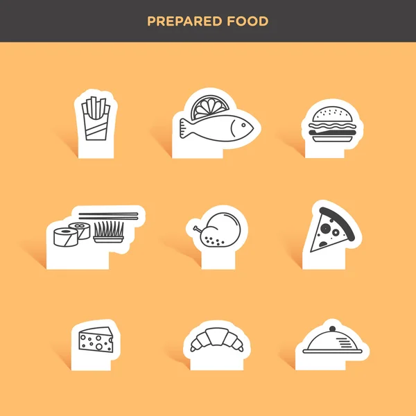 Conjunto de alimentos preparados — Vector de stock