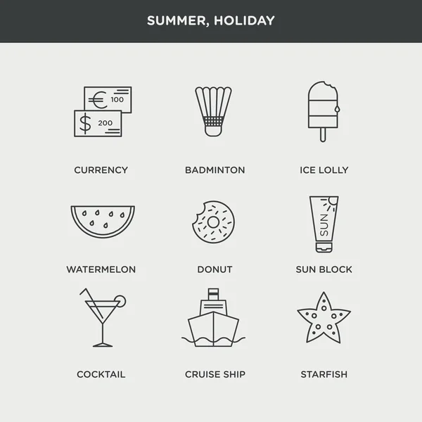 Conjunto de verano y vacaciones — Vector de stock